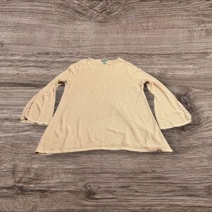 Catherine’s Pink Gold Metallic Thread Bell Sleeve Tunic Sweater Turtleneck 1X